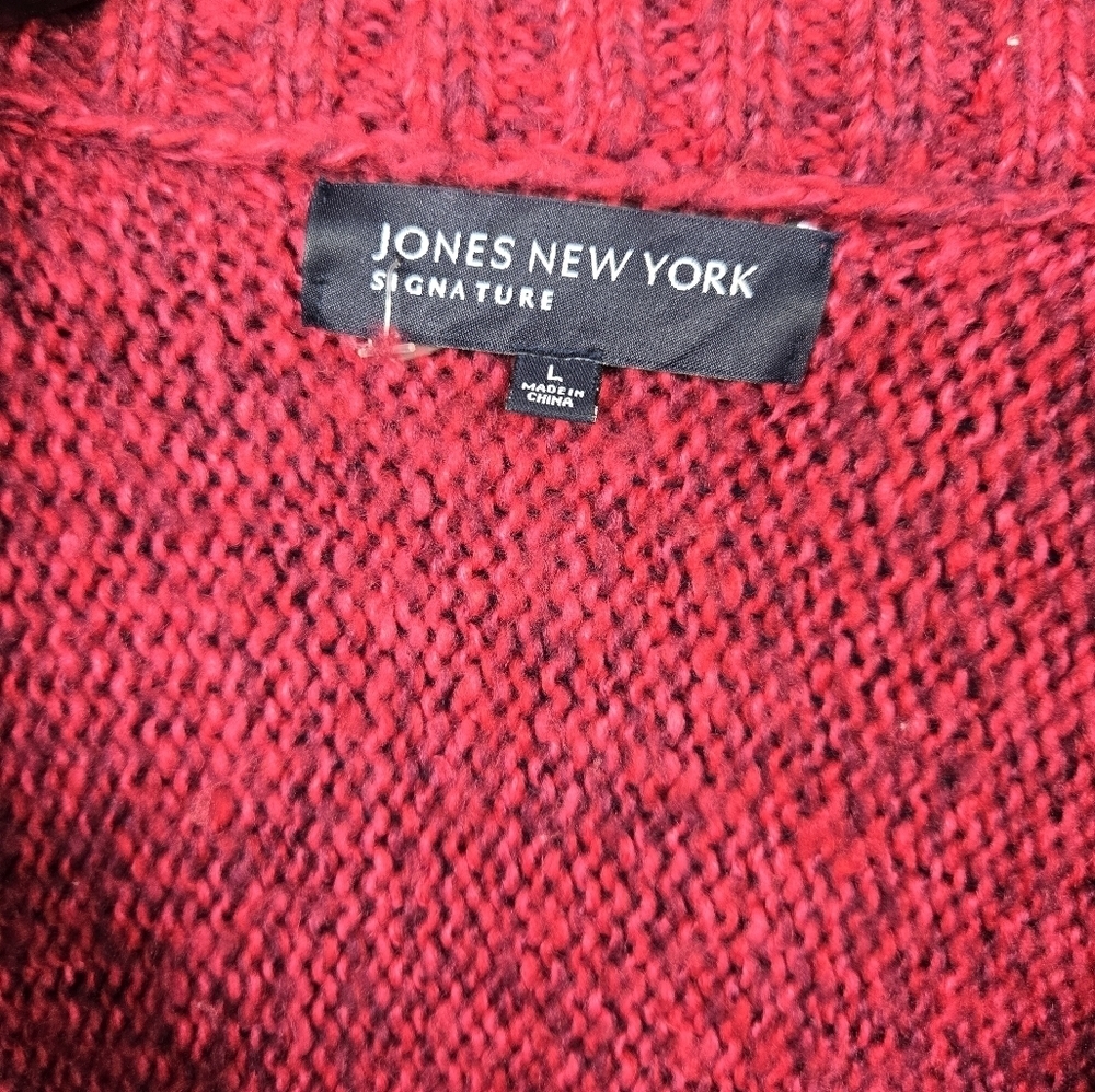 Jones New York Women's Pink Knit One ButtonCardigan Tunic Sweater Sz L Ramie 54% - Picture 3 of 9